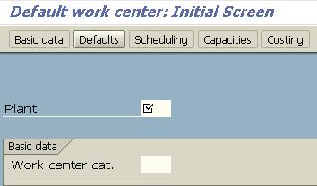 Default Work Center