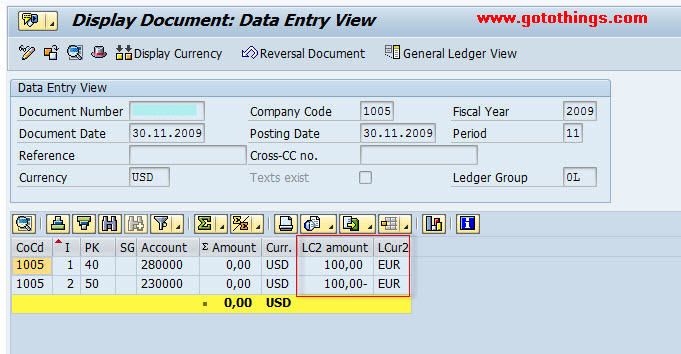 Display Document Data Entry View